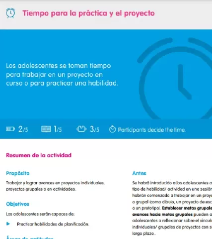 Tiempo para la práctica y el proyecto